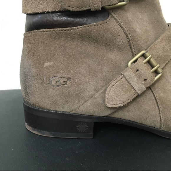 UGG Beige Suede Buckle Cydnee Riding Boots - Picture 7 of 12